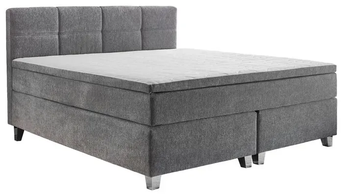 Boxspringbett Montreal 200 x cm Stoff Silber