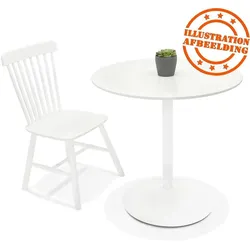 Kadima Design Runder Tisch, Ø 80 cm, Holz & Weißmetall, platzsparend und robust