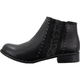 Fitters Footwear That Fits Damen Stiefelette Aya PU Ankle Boots mit Animalprint Übergröße (42 EU, schwarz)
