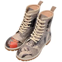 Schnürboots DOGO "Damen Boots Go Back To Being Yourself Vegan Damen Boots / Female", Damen, Gr. 37, Normalschaft, grau, Lederimitat, Schuhe, Vegan