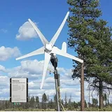 500W Horizontal Windkraftanlage 12V 24V Windturbinen 3-Phasen Generator 5-Blätter Windgenerator Komplettanlage für Stromergänzung,mit MPPT Laderegler (24, Volt)