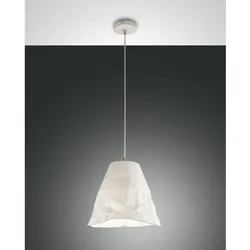 Fabas Luce Crumple Pendelleuchte weiß im Knitter-Look E27 3535-40-102