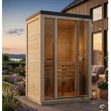 SPANOVA Gartensauna Ruudi XS | Glasfront Saunahaus 42mm Fichte | Kompakt Modern