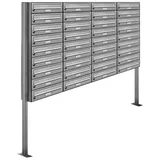 AL Briefkastensysteme 36 Fächer Premium Edelstahl Stand Briefkasten Anlage für Post A4 modern, robust, wetterfest, Artikelnummer: 132V36S4