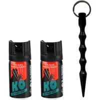 Bundle: 2 Stück CS-Tränengasspray + Kubotan mit ergonomischem Griff - KO Spray 007 CS-Gas Paralisant 40 ml Breitstrahl mit BKA Zulassung