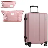 Trolleyset LG2 Hartschalen-Koffer set (S,M,L,XL) Rollkoffer, Reisekoffer, Handgepäck 4 Rollen, ABS-Material, TSA Zollschloss, 6-teiliges Set - Rosa