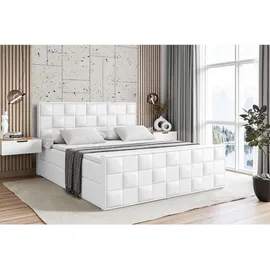 altdecor Boxbett, Weiß Hochglanz, Holzwerkstoff, Höhe ca. 21 cm 140x200 cm Schlafzimmer, Betten, Boxspringbetten