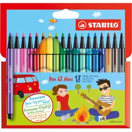 Stabilo Pen 68 Mini - 18er Pack - mit 18 verschiedenen Farben