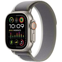 Apple Watch Ultra 2 GPS + Cellular 49 mm Titangehäuse natur, Trail Loop grün/grau S/M