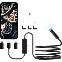 Vevor Endoskopkamera mit Licht, 1920P HD-Endoskop für Android & iOS, Inspektionskamera mit 8 LED-Leuchten & 3 m langem Kabel, 2-facher Zoom