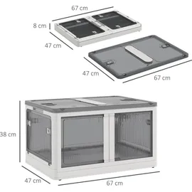 Homcom Aufbewahrungsbox Truhe 99L Stapelbare Auflagenbox mit Rollen, Faltbare Aufbewahrungskiste, 5-seitiger Zugang, Weiß