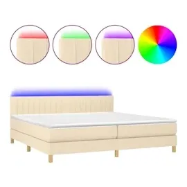 vidaXL Boxspringbett mit Matratze & LED Dunkelgrau 80x200 cm Stoff