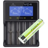 AccuCell Panasonic 18650 Li-Ion Akku geschützt mit 3,7 Volt, 3400mAh und LCD-Schnell-Ladegerät