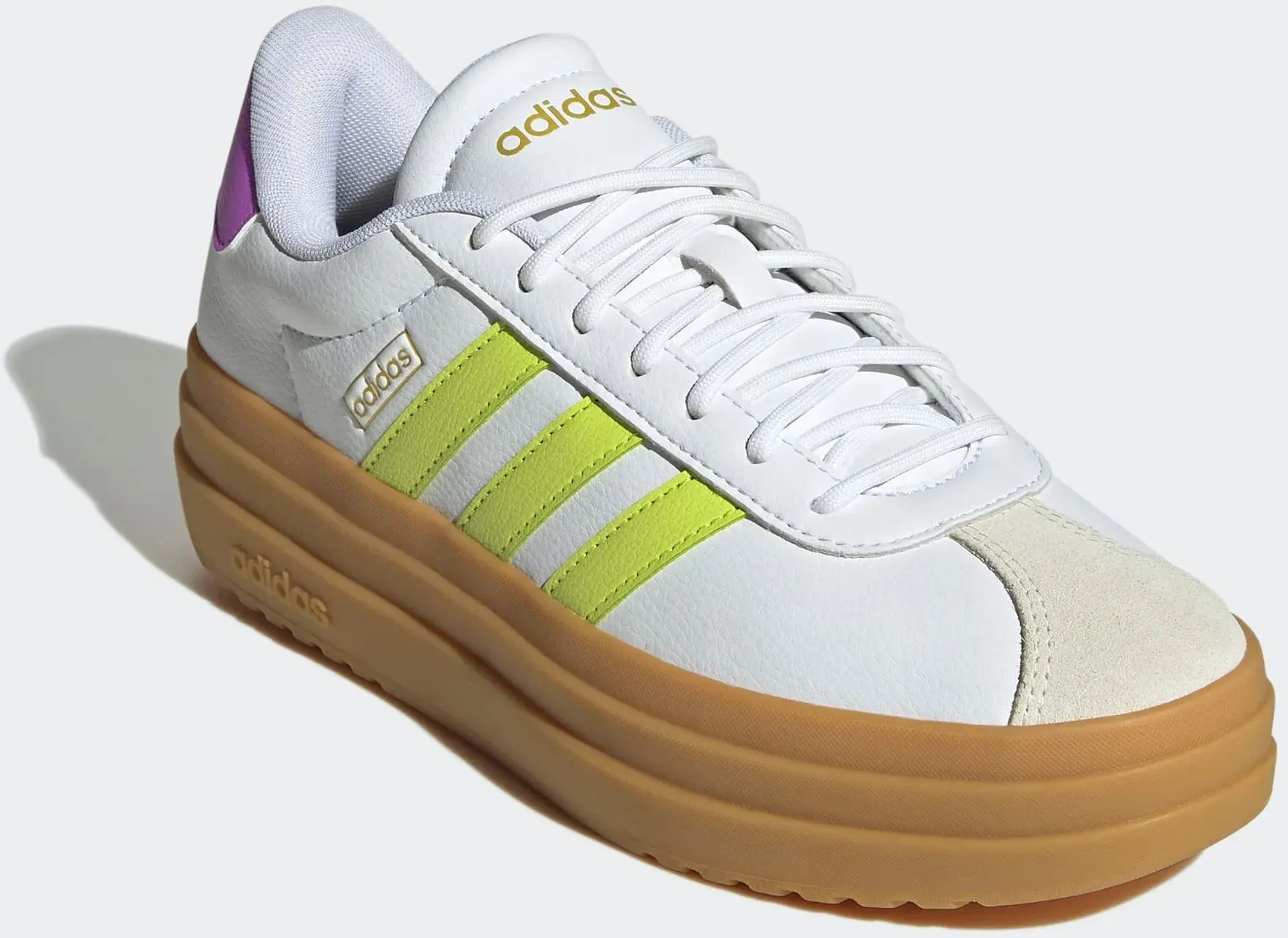 Plateausneaker ADIDAS SPORTSWEAR "VL COURT BOLD", Gr. 42,5, weiß (cloud weiß, cloud weiß, cloud weiß), Leder, Synthetik, Schuhe, Design auf den Spuren des adidas Gazelle Bold