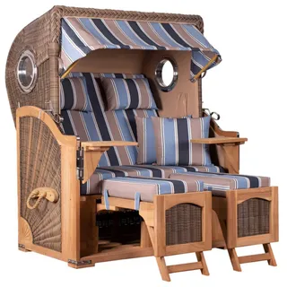 Mr. Deko Strandkorb Düne Bullauge Teak PE Grey Dessin 580