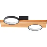 Brilliant - Cheesy LED Deckenleuchte 40x25cm matt schwarz/holz braun 14 Watt Deckenlampe