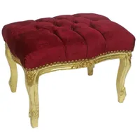 Casa Padrino Barock Fußhocker 50 x 35 x 40 cm Bordeauxrot/Gold