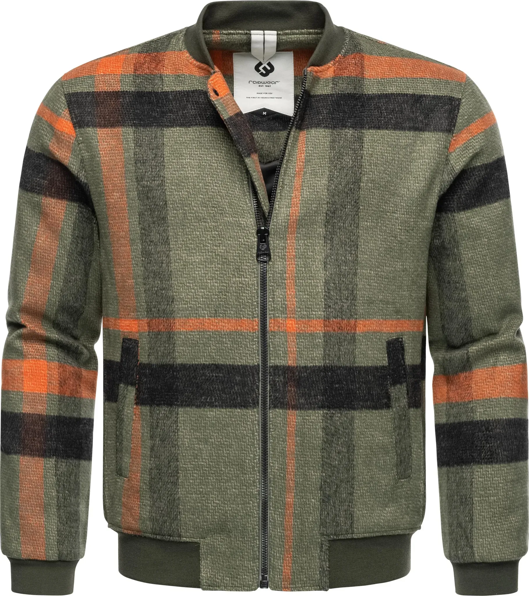 Outdoorjacke RAGWEAR "Merrbo Check" Gr. S (48), grün (olivgrün) Herren Jacken Warme Übergangsjacke mit Rippkragen