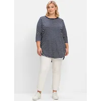 sheego Longshirt in marine-weiß | Gr.: 44/46,