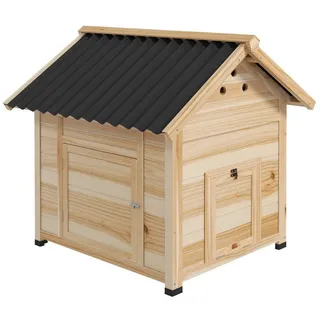 PawHut Entenstall aus Holz Entenhaus mit Kippdach Geflügelstall mit Doppeltür, Hühnerhaus mit herausnehmbarem Boden Gänsestall Hühnerstall Natur 78 x 90 x 92 cm