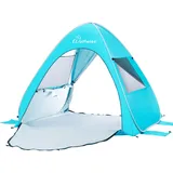 WolfWise Pop up Strandmuschel mit UV-Schutz 50+, 2-3 Personen Strandzelt, Sonnenschutz & Windschutz mit Ausziehbarer Boden Portable Baby Zelt Sonnenzelt Beach Tent für Familie Camping Garten Strand