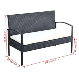 vidaXL Garten-Lounge-Set 4-tlg. schwarz