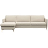 FLEXLUX Ecksofa »Fiore, super Sitzkomfort durch Kaltschaum im Sitz, L-Form«, schmale Armlehnen, Füße Alu+ Eiche weiß