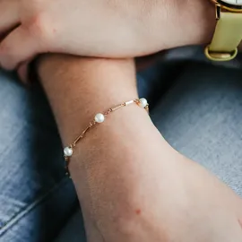 Julie Julsen Armband 925/- Sterling Silber vergoldet Süßwasserperlen gelb Größe 19 cm