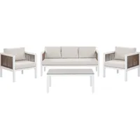 Beliani Borello Loungeset Weiß/Braun/Beige
