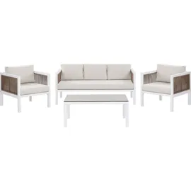 Beliani Borello Loungeset Weiß/Braun/Beige