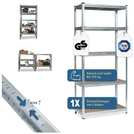 Grafner Lagerregal Metall/MDF 75x30x172cm Silber 5 Etagen