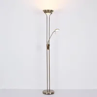 GLOBO LED dimmbar mit Leselampe LED-Stehlampen mit Dimmer, Lesespot flexibel altmessing, 2x LED 16 W 1440 lm, warmweiß, H 180 cm