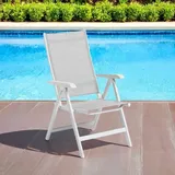 Kettler Basic Plus Klappsessel verstellbar Aluminium/Outdoorgewebe Weiß|Hellgrau