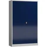 Metallschrank abschließbar Flügeltürenschrank 1945 x 1200 x 600 mm lichtgrau/enzianblau X-530381
