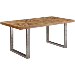 KADIMA DESIGN Rustikaler Mangoholz Esszimmertisch, 200 x 100 cm, Metallbeine, stabil, pflegeleicht.