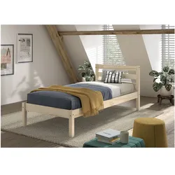 Einzelbett Pino 90x200 cm, mit Lattenrost, natur lackiert