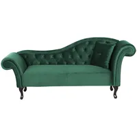 Beliani Chaiselongue Samt grün rechts gesteppt mit Kissen Chesterfield-Stil Lattes