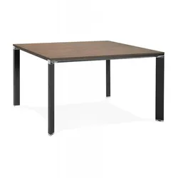 Bürotisch aus Holz und Metall | Quadratischer Besprechungstisch für 8 Personen | Modulare Schreibtischbank für Teamarbeit | Kadima Design
