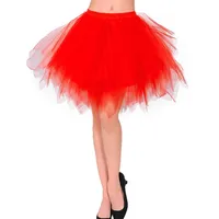 Tmade Damen Tüllrock, 50er Jahre Rockabilly Petticoat, Damen Tutu Petticoat, kurzes Ballettanzkleid, Ballkleid Abendkleid, Puffiger Cosplay-Rock, Rot(M) - M