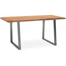 KADIMA DESIGN Schreibtisch Massivholz Baumkante Industrial 200x100 cm Akazie Premium mit Chromgestell Goldbraun Handarbeit Tarn Kollektion Kadima Design
