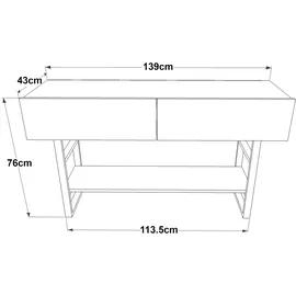 [en.casa] Konsolentisch Lappeenranta 139x43x76cm Anthrazit/Schwarz