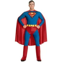 Herren klassisch Superman Stretch Overall Body Kostüm Kleid Outfit S-XL - Blau, Blau, Large (42-22" Chest)