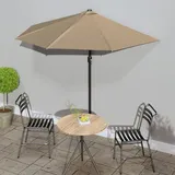 Mengtu Balkonschirm UV Schutz Sonnenschirm Halbrund Sonnenschirm Kurbelschirm Schirm Gartenschirm Halbschirm Mit Kurbelsystem Alu-MastTaupe 270×135 cm Halbrund Garten Möbel