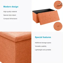 Intirilife Sitzwürfel Faltbar Leinen 78 x 38 x 38 cm Orange