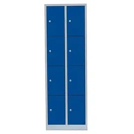 Lüllmann Schließfachschrank lichtgrau, enzianblau 520421, 8 Schließfächer 60,0 x 50,0 x 180,0 cm