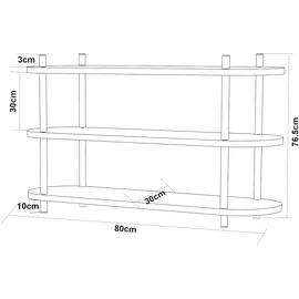 [en.casa] Bücherregal Øvre 76,5x80x30 cm 3 Ablagen Weiß