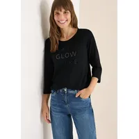 Cecil Shirt mit Glitzer-Wording Schwarz,