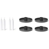 Novaliv Novaliv, Kerzenständer, 4er-Set Kerzenhalter 6cm Metall Stabkerzen SCHWARZ mit Echtwachskerze elektrisch flammenlos