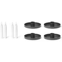 Novaliv Novaliv, Kerzenständer, 4er-Set Kerzenhalter 6cm Metall Stabkerzen SCHWARZ mit Echtwachskerze elektrisch flammenlos