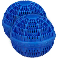 Relaxdays Waschball 2er Set, Waschkugel für Waschmaschine, Waschen ohne Waschmittel, umweltfreundlich, Wäscheball, blau,